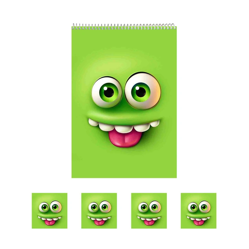 دفتر نقاشی 50 برگ مدل شخصیت کیوت و گوگولی کد A3 به همراه برچسب مجموعه 5 عددی