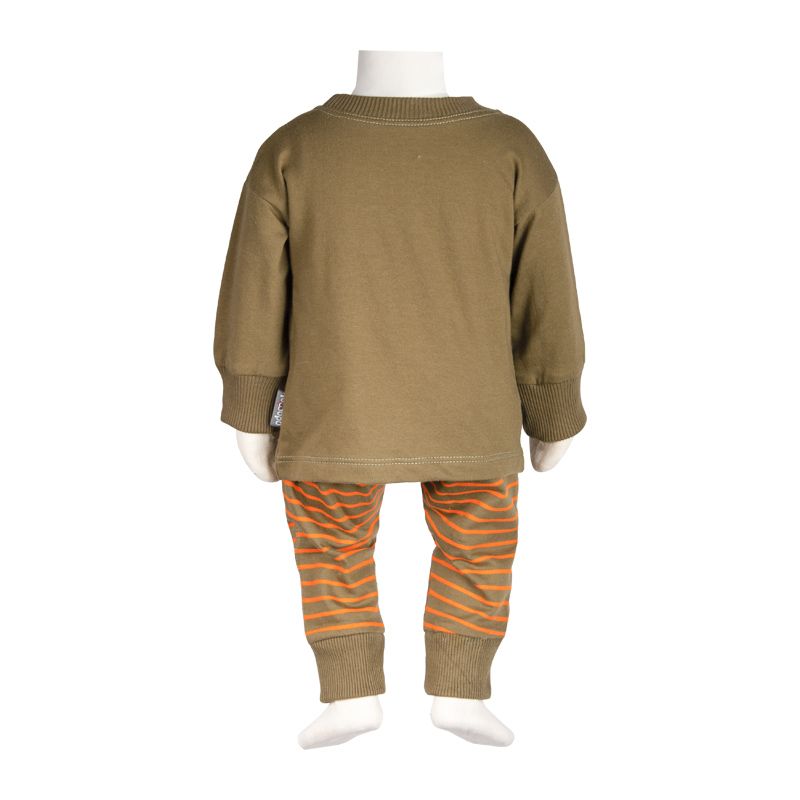 ست تی شرت و شلوار نوزادی آدمک مدل دایناسور کد 117661 رنگ زیتونی -  - 4