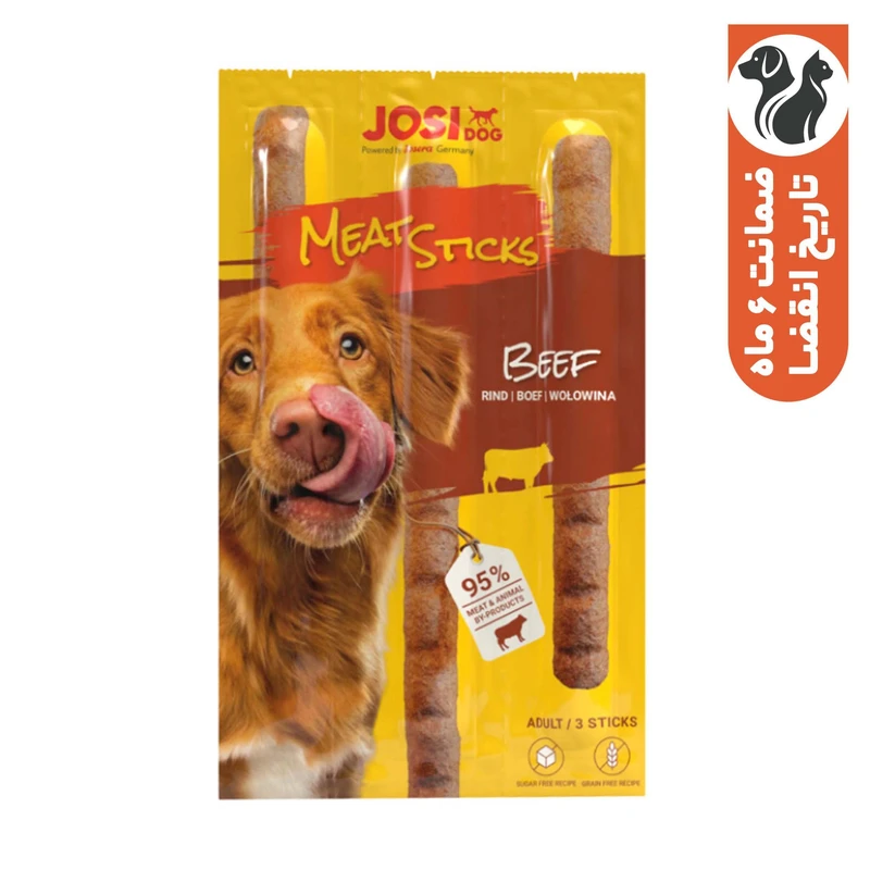 تشویقی سگ جوسرا مدل مدادی با طعم گوشت گاو Josidog Meat Sticks With Beef بسته 3 عددی