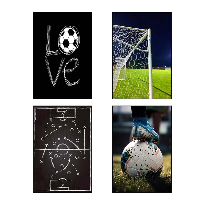 تابلو شاسي کارنيکا طرح عاشق فوتبال Football Lover کد 96672 مجموعه 4 عددی