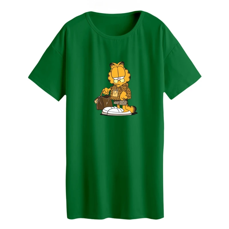 تی شرت لانگ زنانه مدل گارفیلد مارک پوش