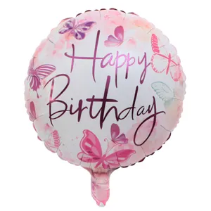 بادکنک فویلی لاکی بالونز مدل happy birthday طرح پروانه