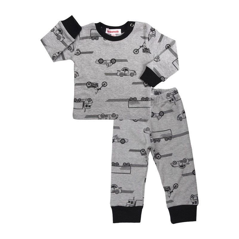 ست تی شرت استین بلند و شلوار نوزادی آدمک مدل 7865 کد 118332 رنگ طوسی