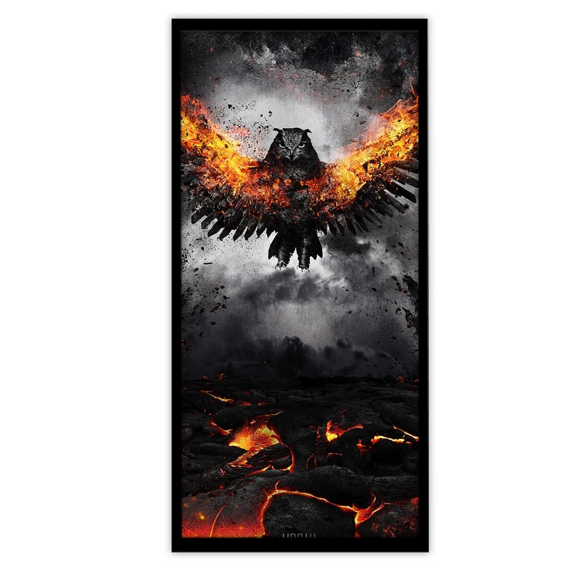 تابلو بکلیت طرح گدازه آتش و جغد مدل B-S3346