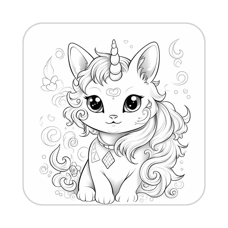 زیر لیوانی کاکتی طرح اسب تک شاخ و یونیکورن مدل mp31139