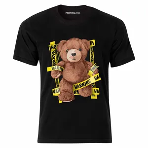 تی شرت آستین کوتاه مردانه مدل پرینتینگ لند طرح WARNING TEDDY کد P138