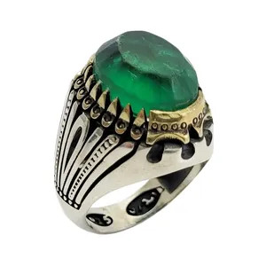 انگشتر نقره مردانه مدل زمرد هندی کد 4495003