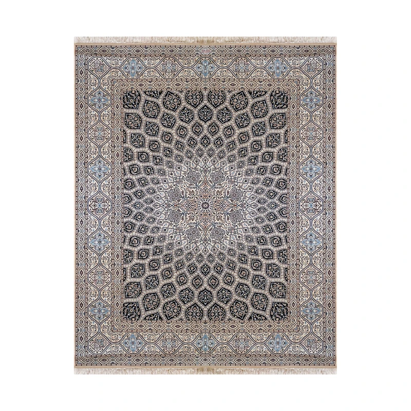 فرش دستبافت ۶ متری مدل گنبد نایین ۶لا کد 1054 زمینه سرمه ای