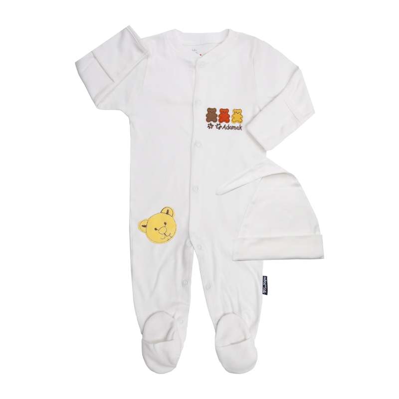  ست کلاه و سرهمی نوزادی آدمک مدل حیوانات کد 13900 رنگ استخوانی