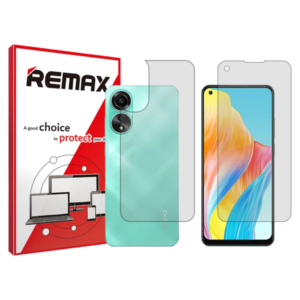 محافظ صفحه نمایش شفاف ریمکس مدل Resistant مناسب برای گوشی موبایل اوپو A78 4G به همراه محافظ پشت گوشی 