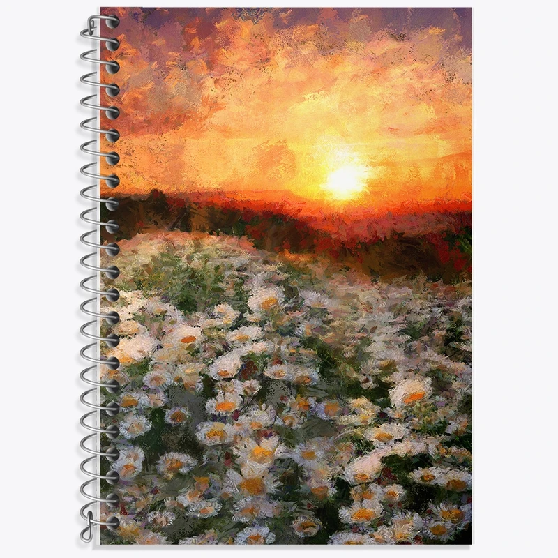 دفتر زبان 50 برگ خندالو مدل سه خط طرح منظره گل کد F1266