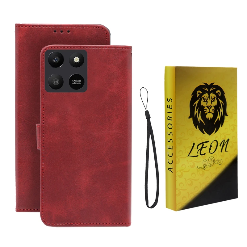کیف کلاسوری لئون مدل Scusa Oro مناسب برای گوشی موبایل آنر X7D  به همراه بند آویز