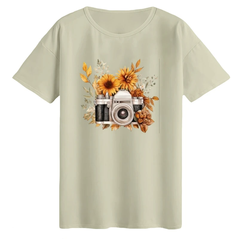 تی‌شرت لانگ آستین کوتاه زنانه مدل دوربین عکاسی