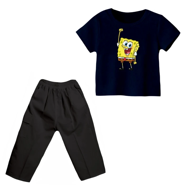 ست تی شرت و شلوارک پسرانه مدل باب اسفنجی