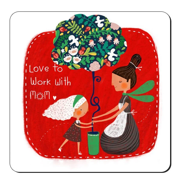  زیر لیوانی طرح دختر و مادر باغبان کد nzl357