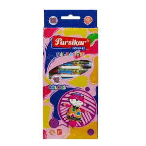 پاستل روغنی 12 رنگ پارسیکار مدل jm-612-12 طرح گربه