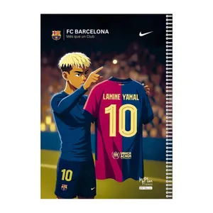 دفتر مشق 100 برگ مای پلن طرح بارسلونا، یامال مدل حاشیه رنگی کد B302