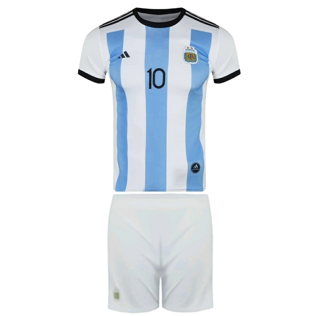 ست تی شرت و شلوارک ورزشی مردانه طرح جام جهانی آرژانتین مدل مسی 2023