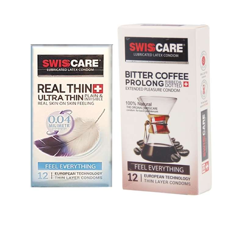 کاندوم سوئیس کر مدل REAL THIN Coffee Prolong مجموعه 2 عددی