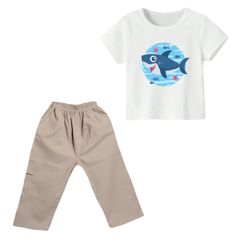 ست تی شرت و شلوارک پسرانه مدل کوسه کد ۱۱