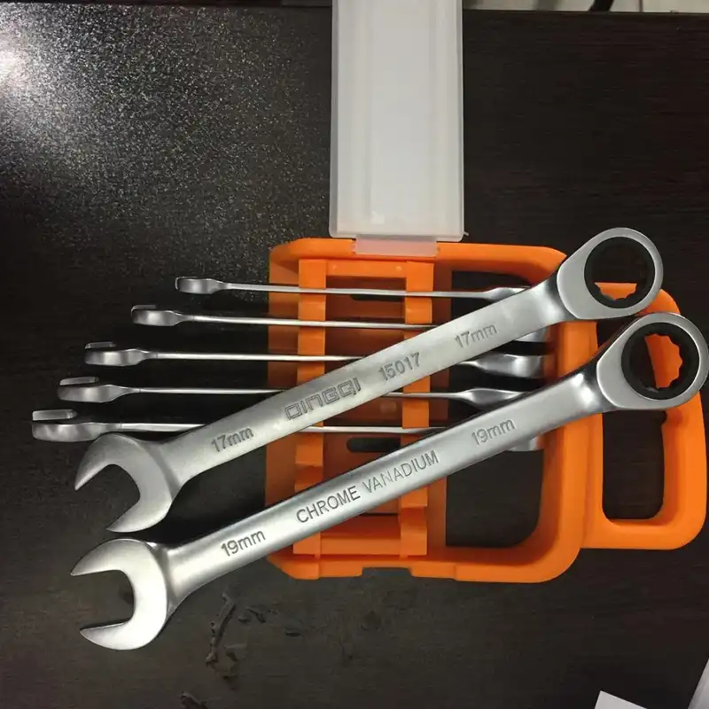 آچار یکسر تخت و یکسر رینگی جغجغه دینگشی مدل ISB-7 مجموعه 7 عددی