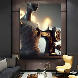 تابلو بوم طرح مخمل چرخ خیاطی مدل مانکن کد BK24433