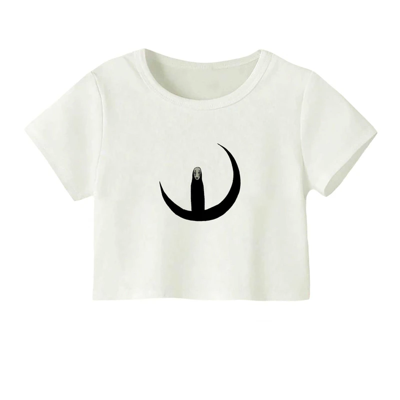 کراپ‌ تی‌شرت آستین کوتاه زنانه مدل ماه و جادوگر کد۱