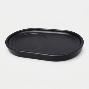 سینی بدون دسته بیضی ملامین مدل Cafe، کد Mel02، دارای فرورفتگی جای فنجان، مناسب سرو نوشیدنی و مخلفات، ابعاد 15.5×9.5×1 سانتی‌متر، قابل شستشو با دست و ماشین ظرفشویی