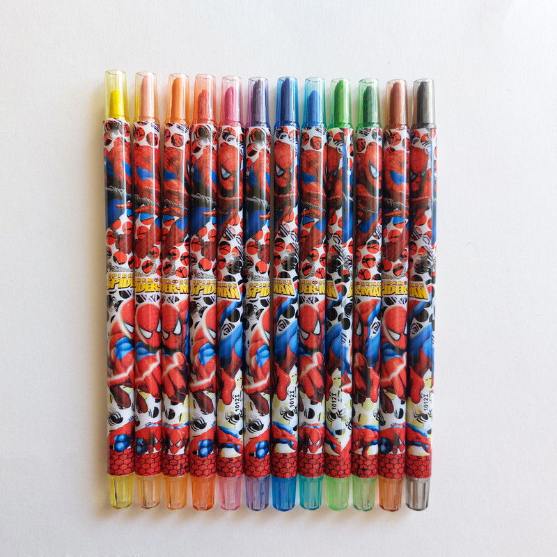 پاستل مدادی 12 رنگ مدل عنکبوتی به همراه خط کش