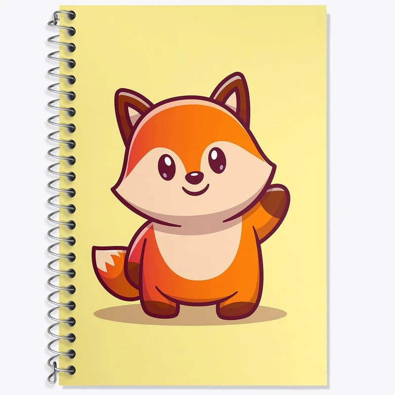 دفتر زبان 50 برگ خندالو مدل دو خط طرح حیوانات بامزه روباه کد 29661