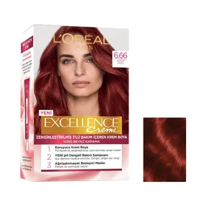 کیت رنگ مو لورآل مدل Excellence شماره 6.66 حجم 48 میلی لیتر رنگ قرمز شرابی