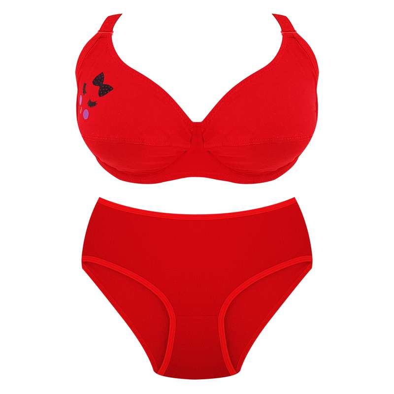 ست شورت و سوتین زنانه مدل نخی رنگ قرمز