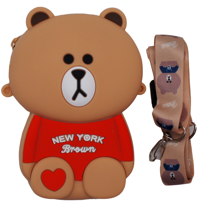کیف لوازم جانبی رامیلا مدل سیلیکونی فانتزی طرح Silicon_Teddy به همراه بند 