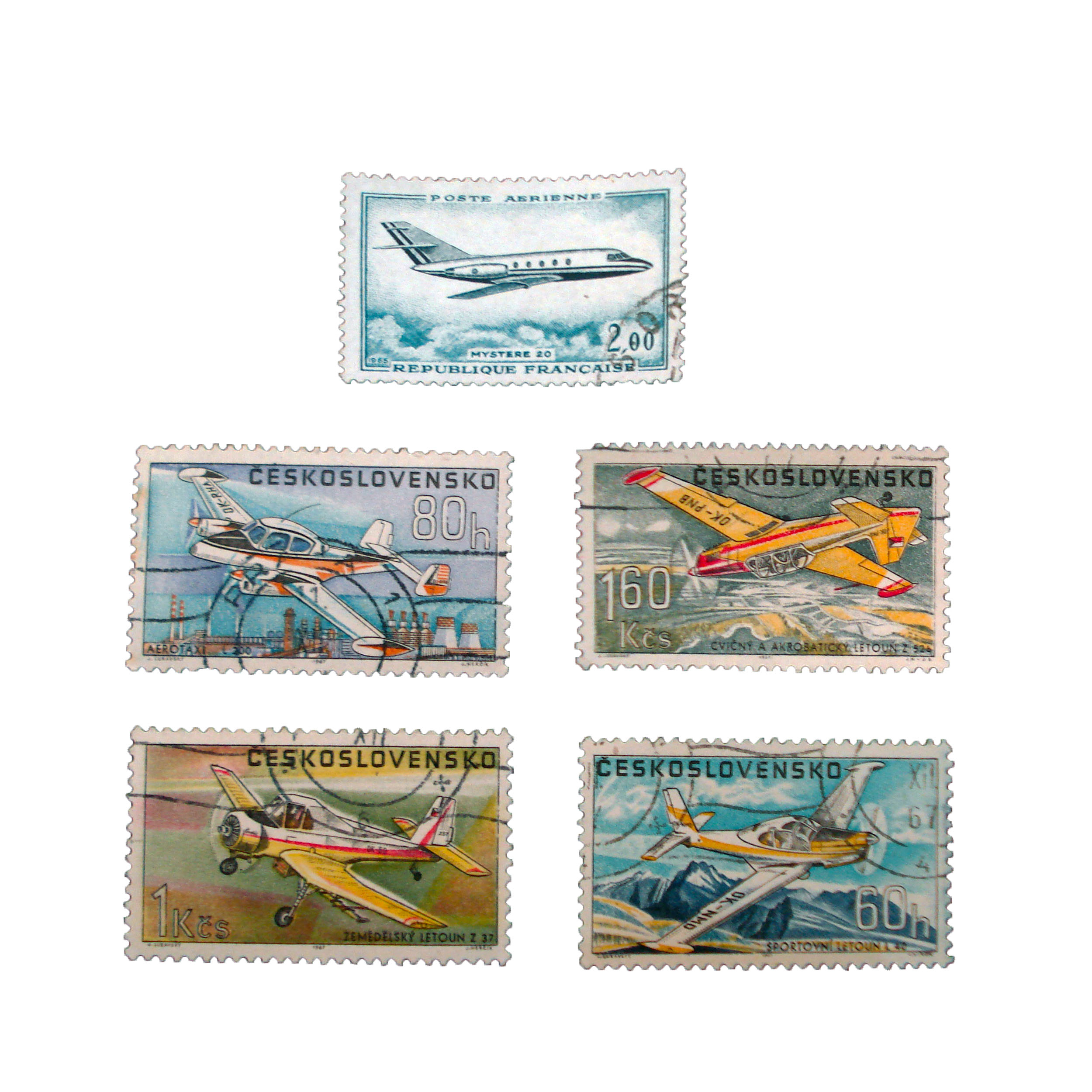 تمبر یادگاری مدل هواپیما کد bc-1322 مجموعه 5 عددی