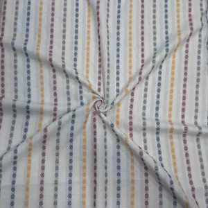 پارچه لباس عرض 1.5 متر مدل لینن خامه دوزی ترک رنگ کرم