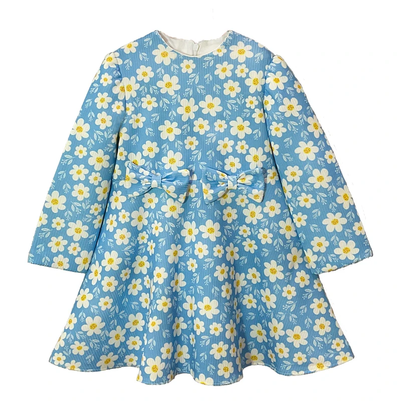 پیراهن آستین بلند یقه گرد دخترانه مدل FB-0003