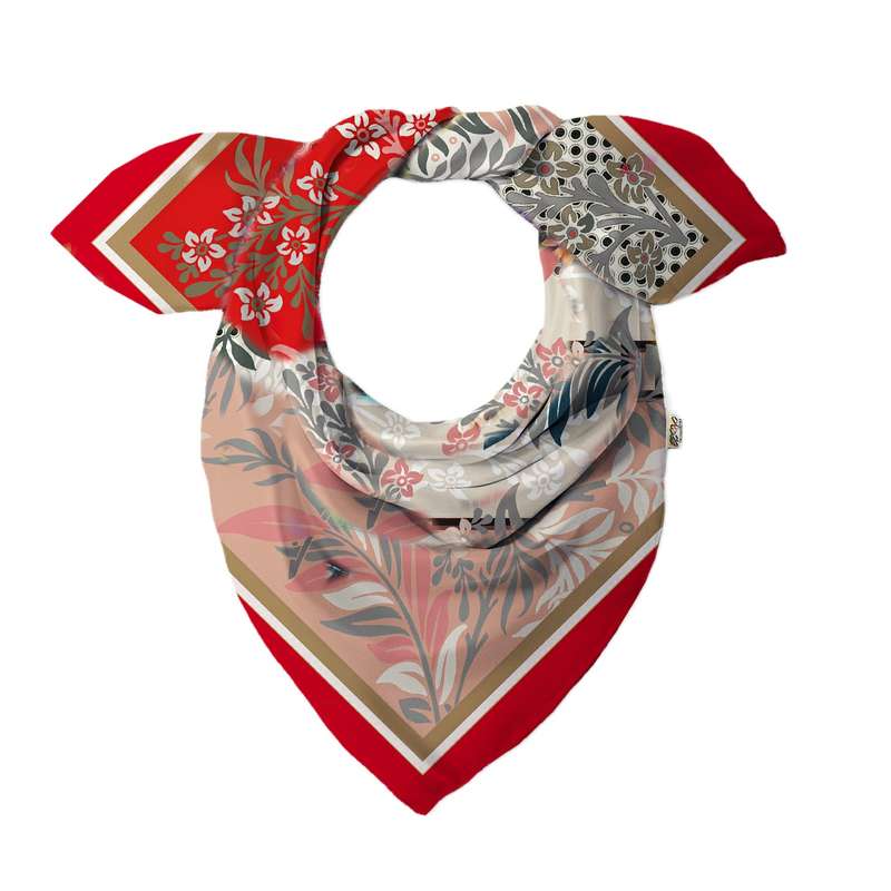 دستمال سر و گردن هزاردستان مدل گل و برگ BDAS110