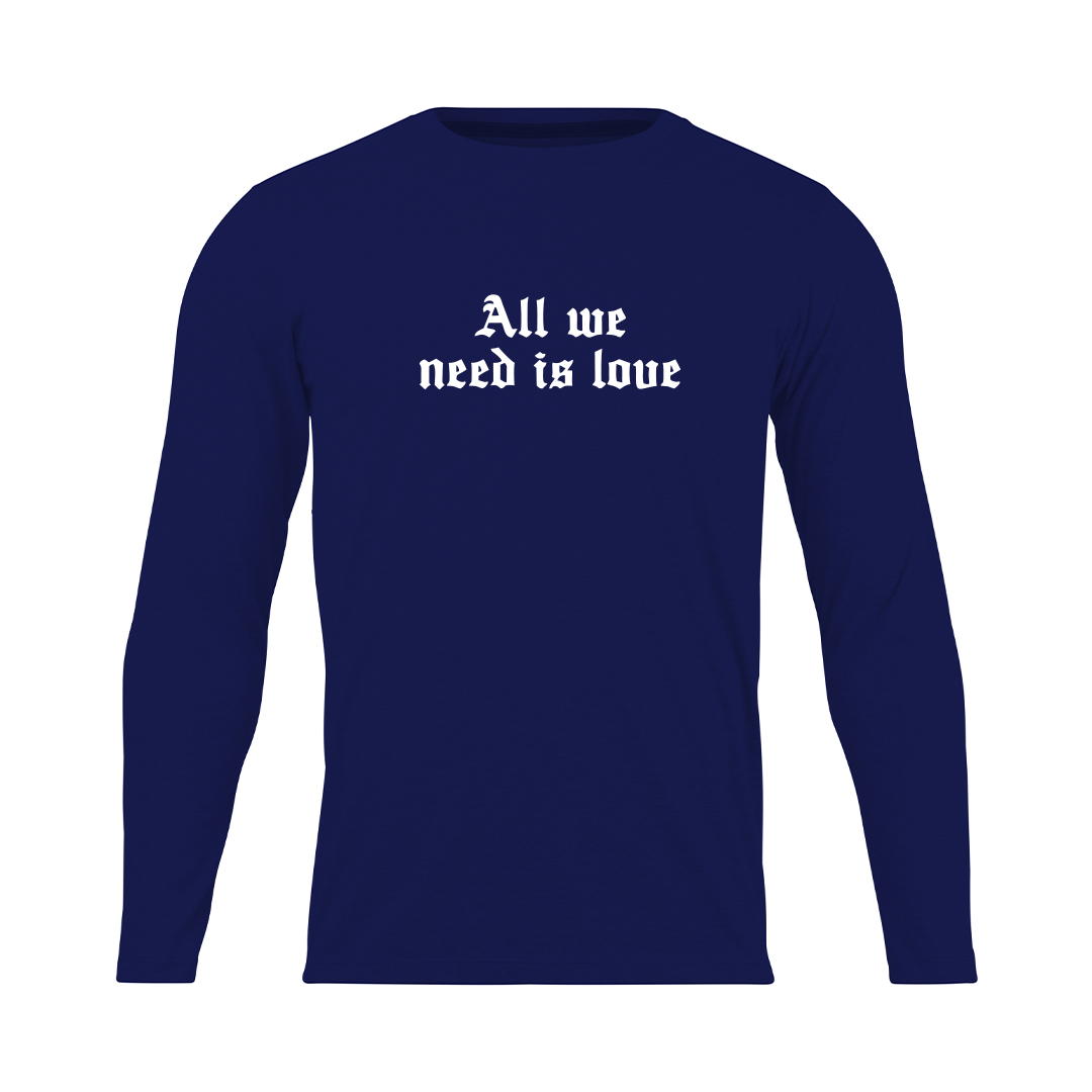 تی شرت آستین بلند مردانه مدل NC1_0331_all we need is love رنگ سرمه ای
