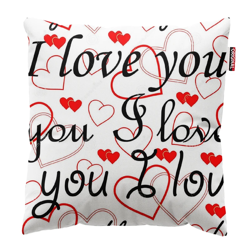 کوسن پاد آفرین طرح قلب و عشق کد 4977 سایز 30*30 سانتی متر