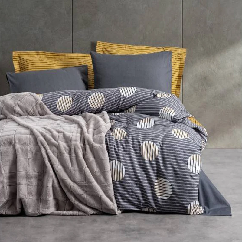 سرویس روتختی کاتن باکس مدل Trim Smooth Gri دو نفره 5 تکه