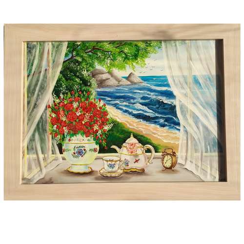 تابلو نقاشی رنگ روغن طرح پنجره کد 654542