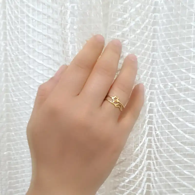 انگشتر زنانه ماصرم مدل ماه و ستاره کد Ri3107