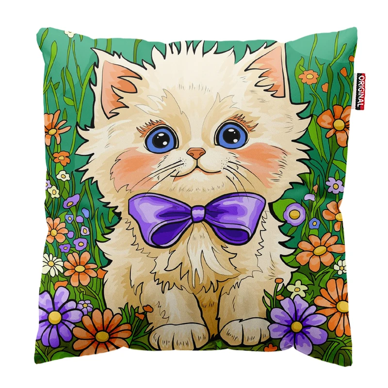 کوسن پاد آفرین مدل گربه کیوت بامزه فانتزی کد PK301920 سایز 30*30 سانتی متر