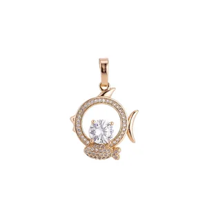 آویز گردنبند طلا 18 عیار زنانه قیراط طرح ماهی کد GH2597