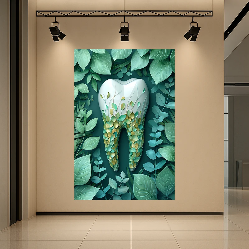 تابلو بوم طرح مخمل دندانپزشکی مدل دندان و طبیعت کد AR3059418