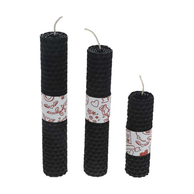 شمع بیزوکس گالری شمرون مدل موم زنبور عسل کد CND3B106BL مجموعه سه عددی