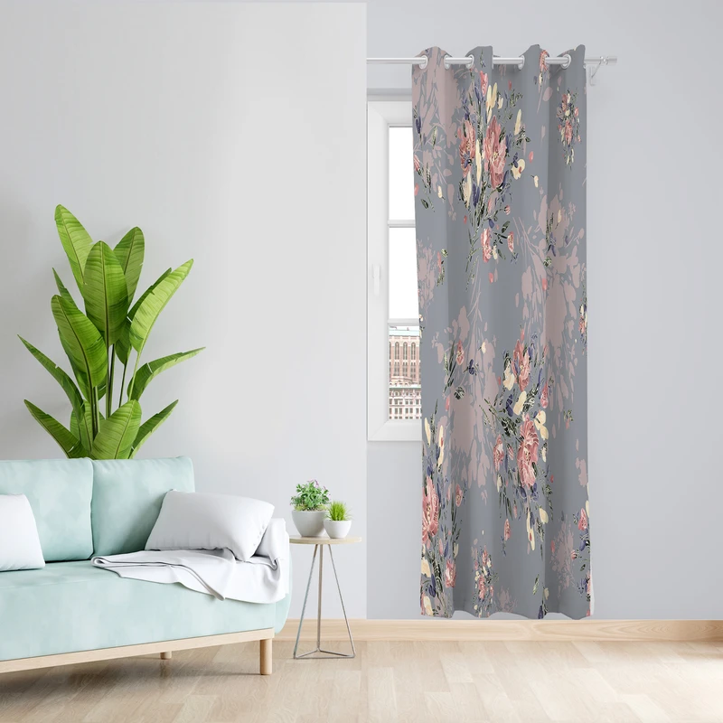 پرده طرح گل مدل مخمل پانچی کد 2361 z سایز 140x200 سانتی متر