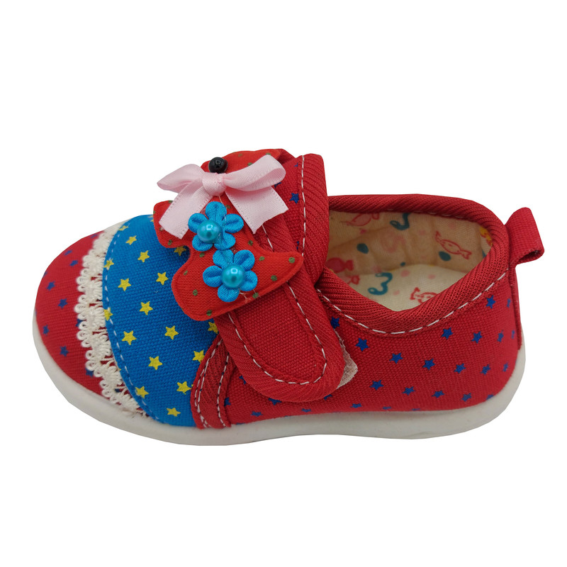 کفش نوزادی مدل KN001 طرح ستاره و گل و پاپیون