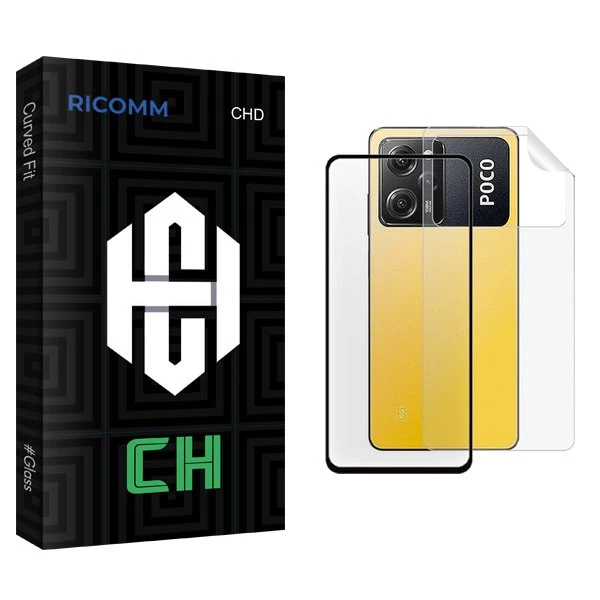 محافظ صفحه نمایش شیشه ای ریکام مدل CH مناسب برای گوشی موبایل شیائومی Poco X5 Pro  به همراه محافظ پشت گوشی