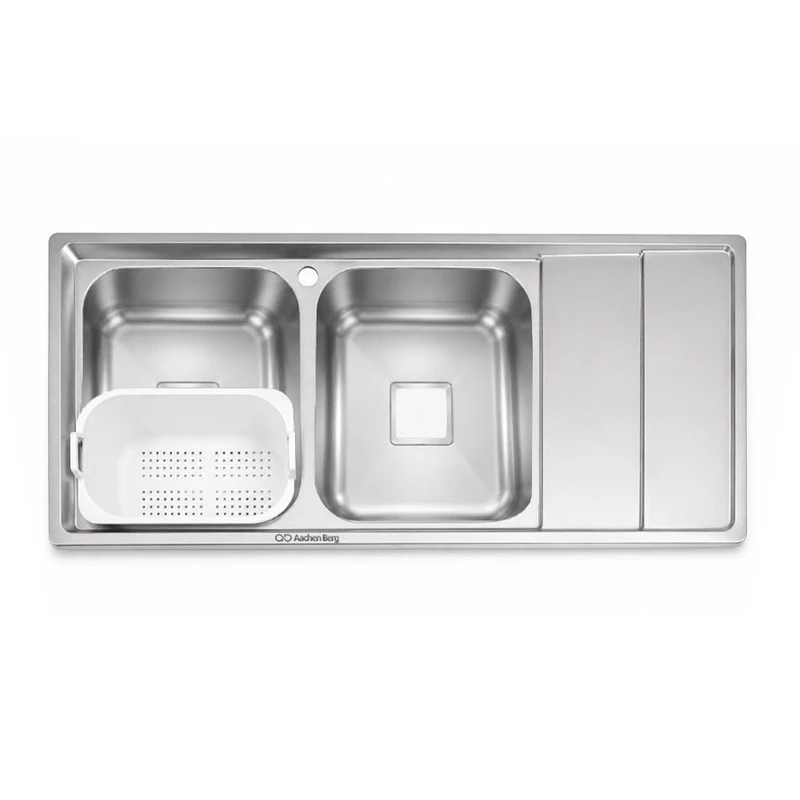 سینک ظرفشویی استیل توکار دو لگنه آخنبرگ مدل FS-103L لگن چپ